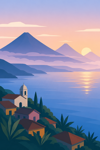 Free lake volcano minimalist illustration vector