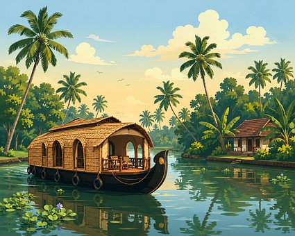 Kerala, Casa Flotante, Amanecer