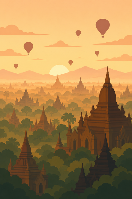 Free ai generated bagan myanmar vector