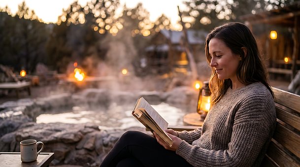 Kvinne, Bok, Lesing, Varm Kilde, Velvære