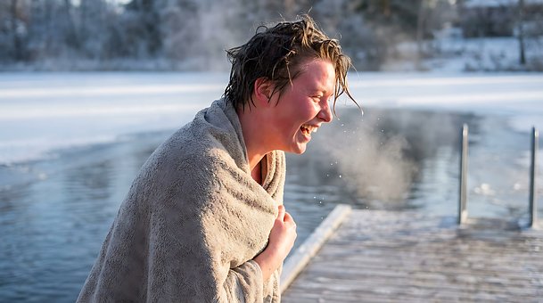 Le, Vinter, Bad, Natur, Avslapning