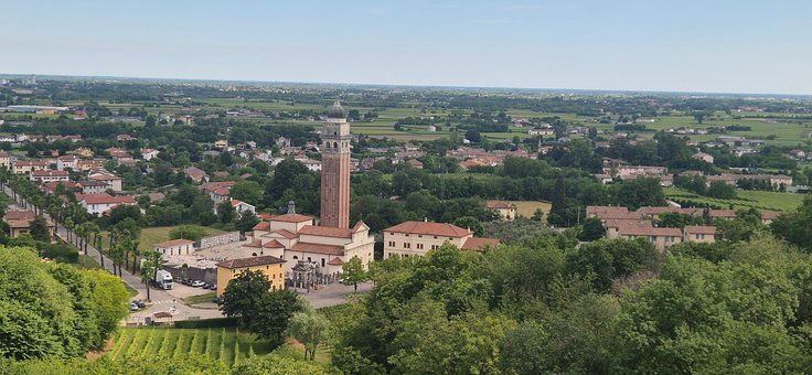 Panorama, Kirche, Turm, Venetien