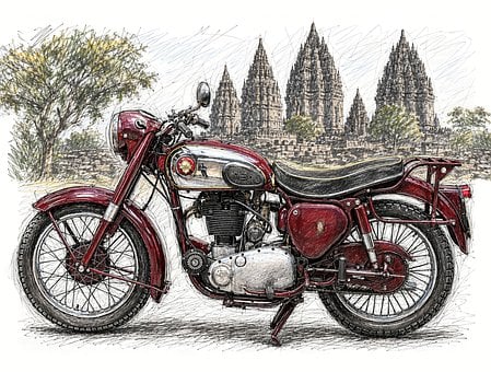 Motorrad, Klassisch, Straße, Motor