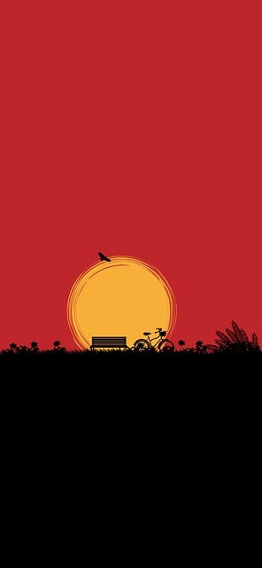 Sonnenuntergang, Silhouette, Fahrrad