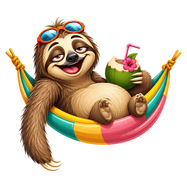 Free sloth coconut drink sunglasses illustration