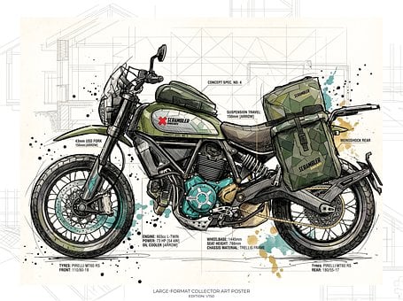 Motorrad, Kunst, Diagramm, Design