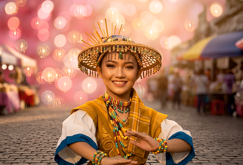 Philippinisch, Frau, Festival, Tradition