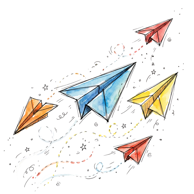 Free paper plane origami colorful illustration