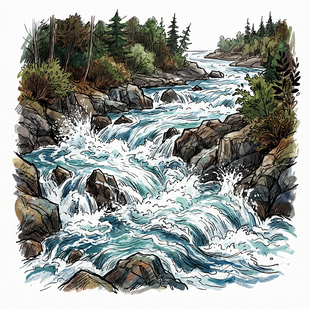 Free waterfall river nature illustration