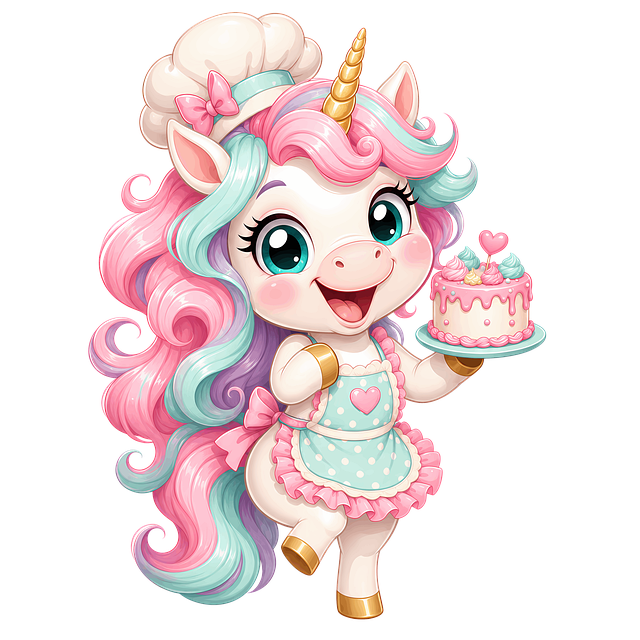 Free unicorn baker cute unicorn birthday cake illustration