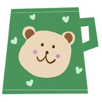 Caneca, Urso, Verde, Coração, Fofo