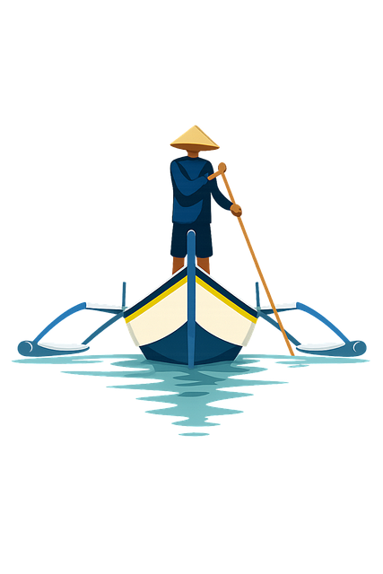 Free filipino fisherman bangka boat tropical waters vector