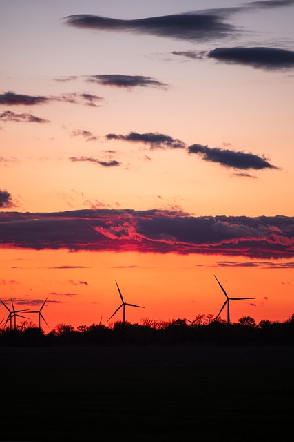 Free Sunset Wind Turbines photo and picture