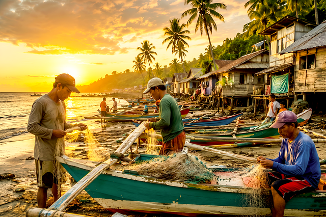 Free philippines fishing fishermen illustration