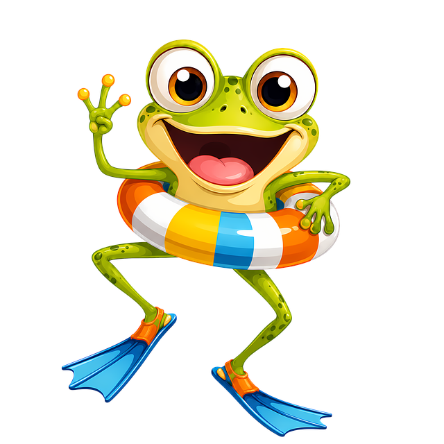 Free frog caricature swim ring illustration