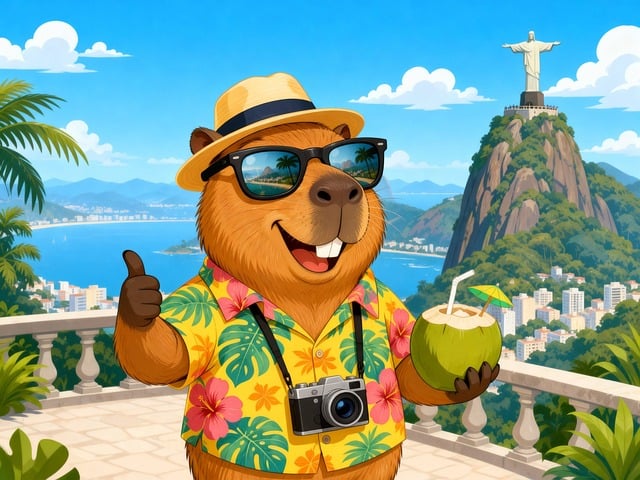 Free capybara tourist rio de janeiro illustration