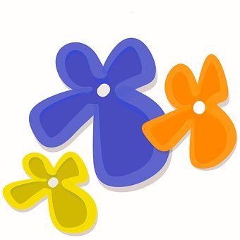 Flor, Laranja, Azul, Amarelo, Abstrato