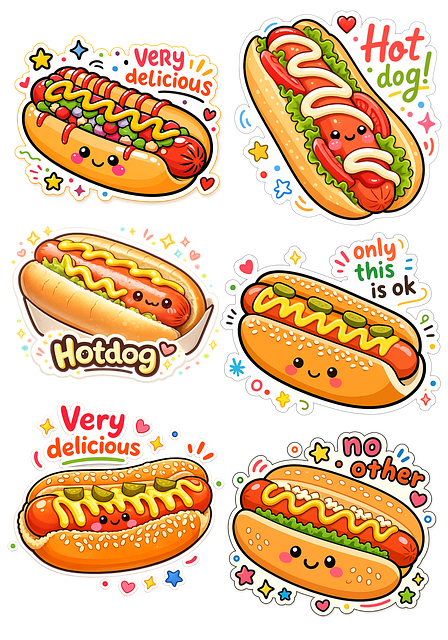Aufkleber, Fastfood, Hotdog, Essen