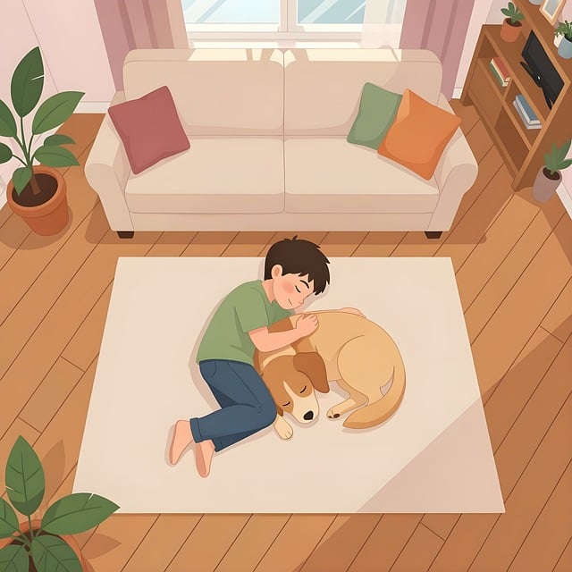 Free boy dog friends illustration