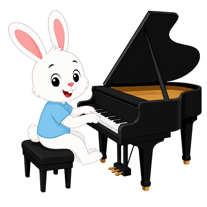 Download Cute Bunny, Bunny Playing Piano, Cartoon Rabbit. Royalty-Free ...
