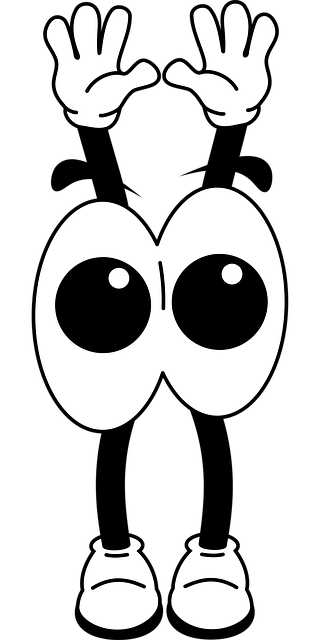 Free cartoon big eyes hands up vector