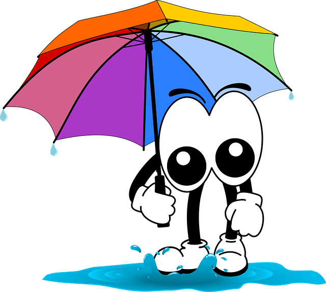 Free cartoon character umbrella rainbow colors vector