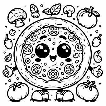 Pizza, Karikatur, Niedlich, Essen, Pilz
