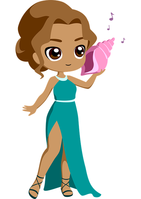 Free conch seashell woman illustration