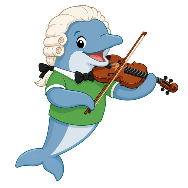 Free cute dolphin playing dolphin violinist vector