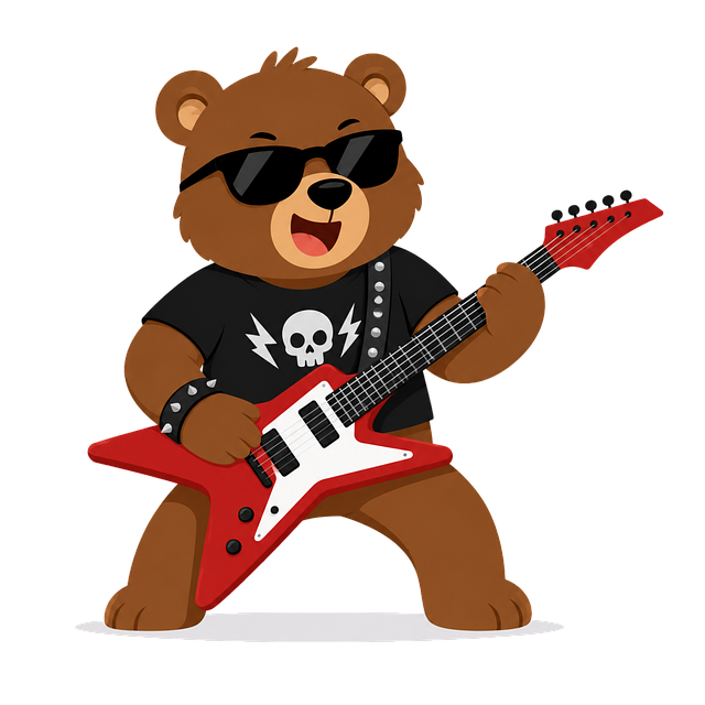 Free bear electric-guitar cartoon vector