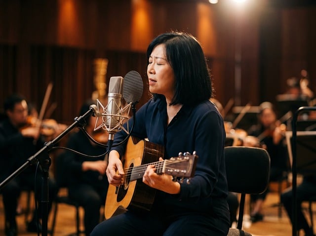 Free woman asian singer illustration