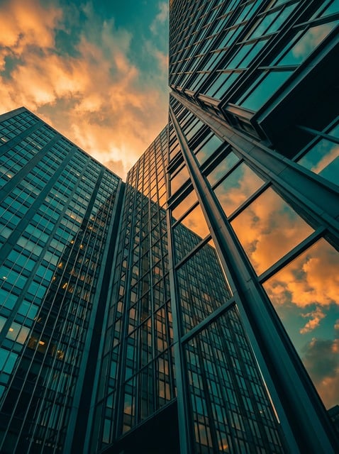 Free modern architecture skyscraper glass building illustration