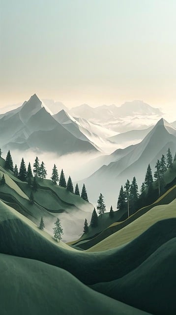 Free mountains landscape trees illustration