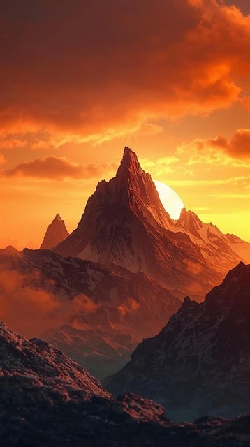 Free mountains sunset landscape illustration