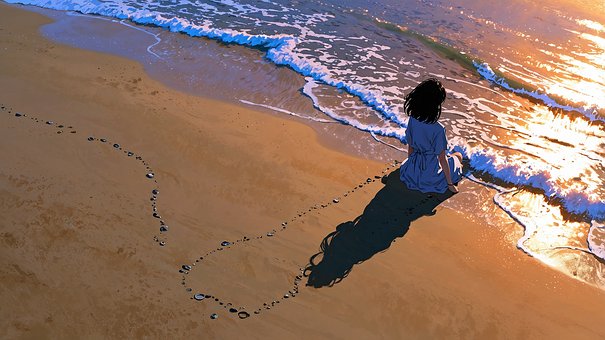 Strand, Anime, Entspannung, Welle, Ozean