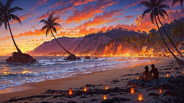 Playa, Atardecer, Fondo De Pantalla