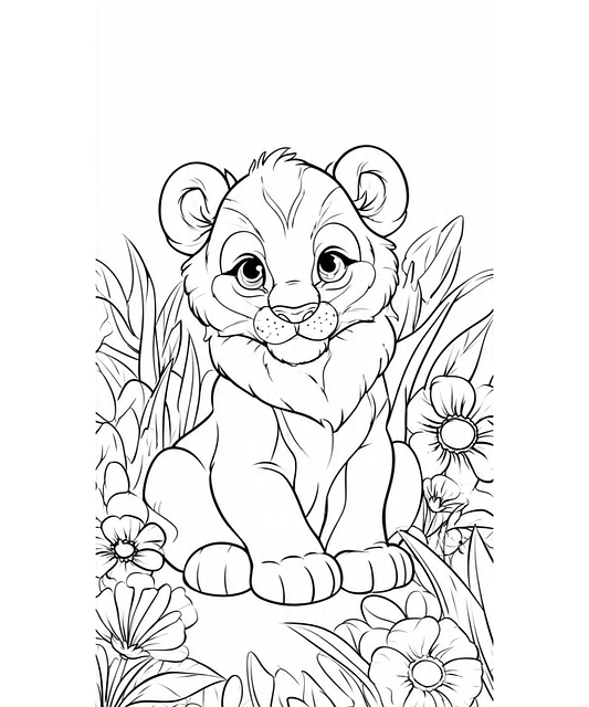 Free Lion Coloring Page illustration and picture