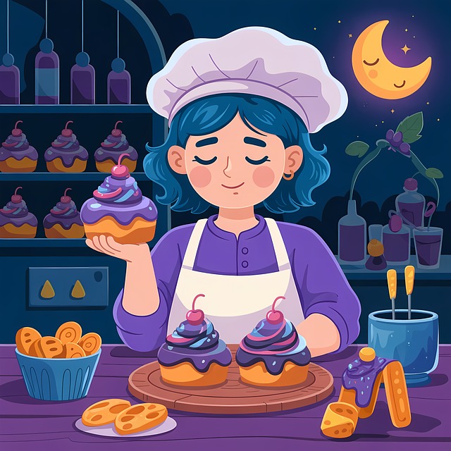 Free pastry chef cupcakes moon illustration