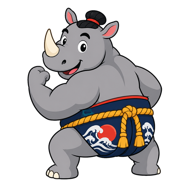 Free rhinoceros sumo cartoon character vector