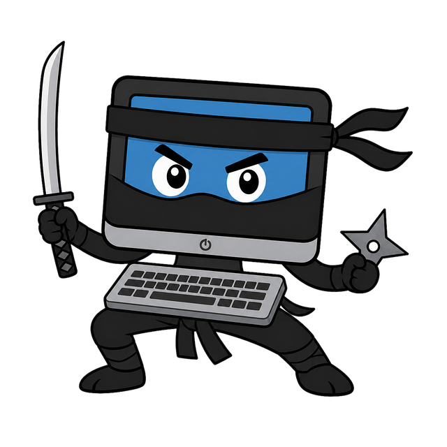 Free computer ninja cartoon vector