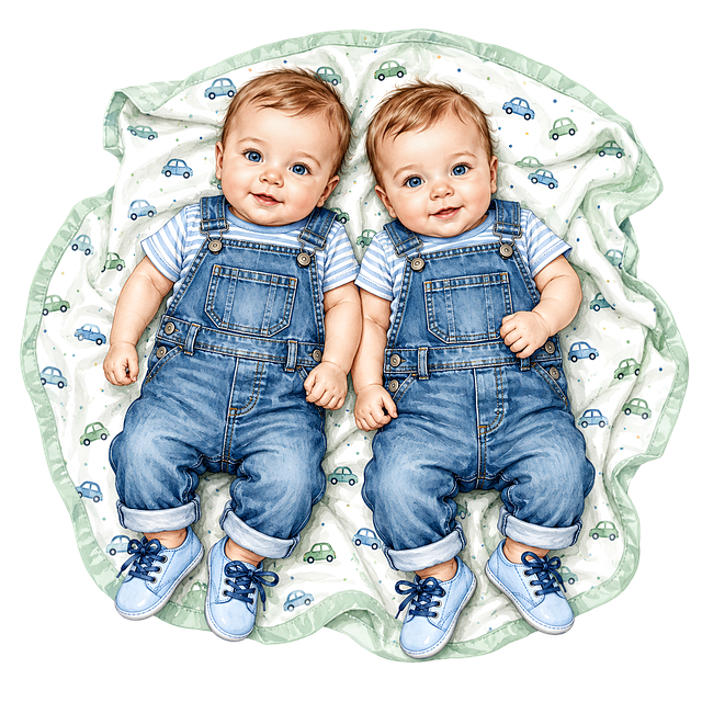 Free newborn twins boys illustration