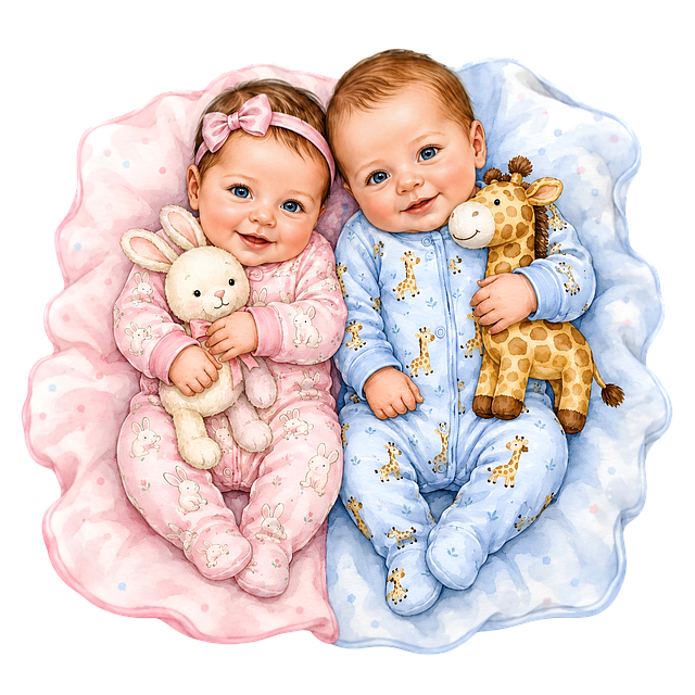 Free newborn twins boy illustration