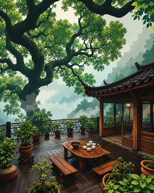 Terraza, Arquitectura China, Árbol