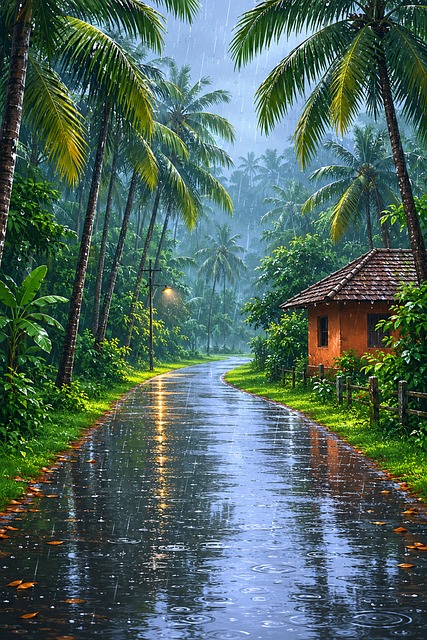Selva, Palmeras, Lluvia, Camino
