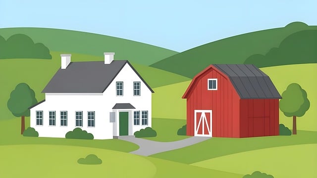 Free farm rural landscape illustration