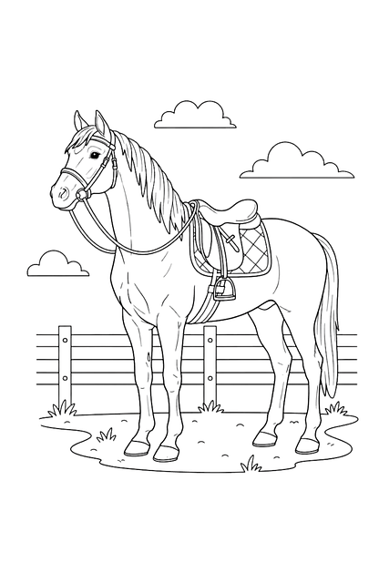 Free Coloring Horse illustration and picture