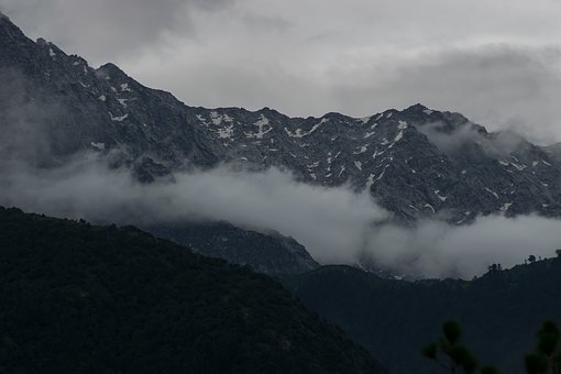 Fjell, Tåke, Skyer, Dramatisk, Vinter