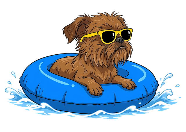 Free cartoon dog vector illustration pool ring illustration