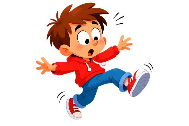 Free funny kid slipping cartoon character vector