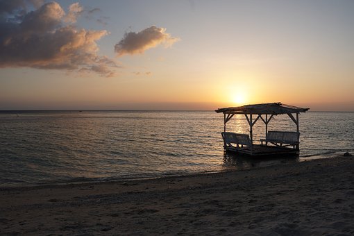 Sonnenuntergang, Meer, Strand, Wasser